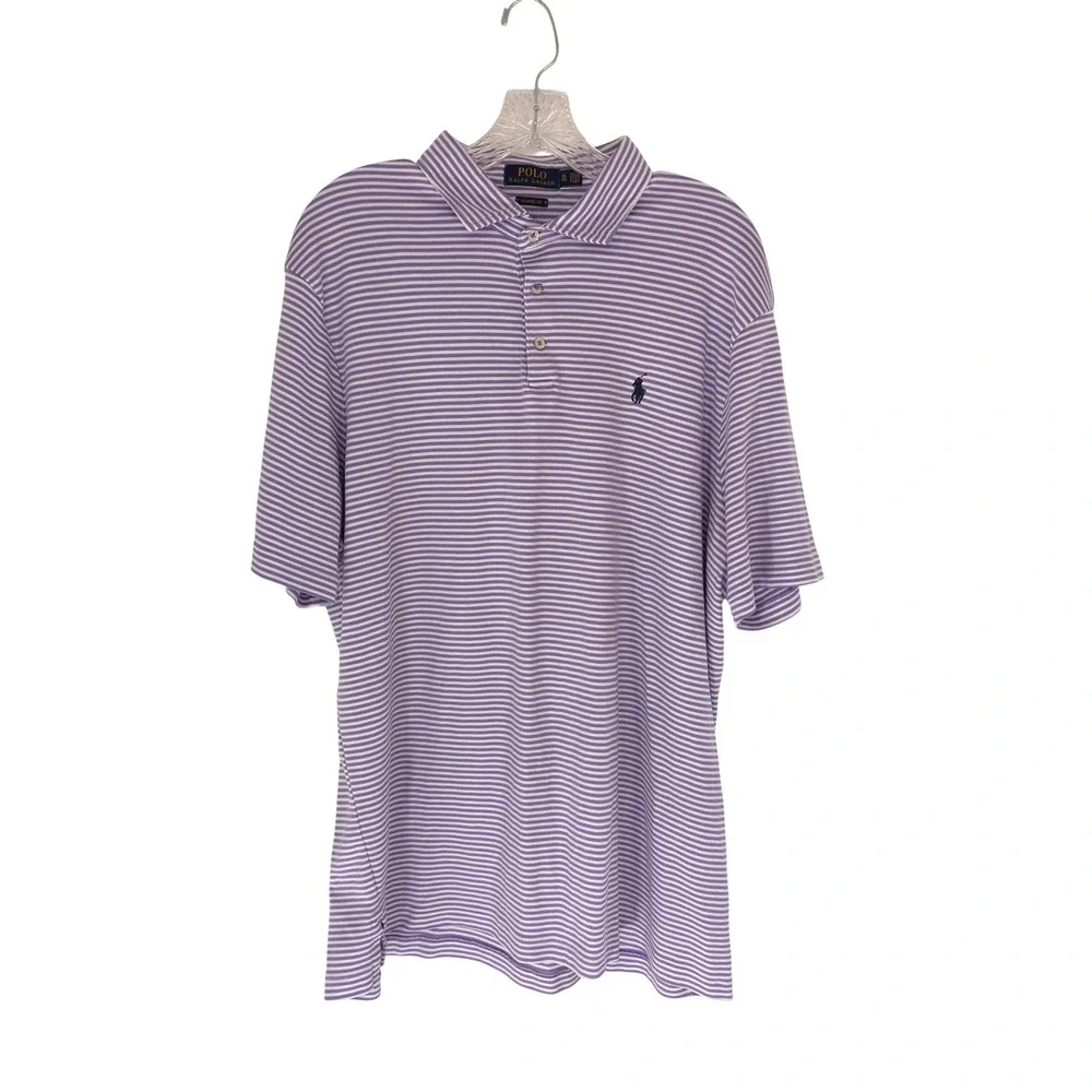 Polo Ralph Lauren Polo Shirt Men's Short Sleeve Purple Striped Classic Fit XL